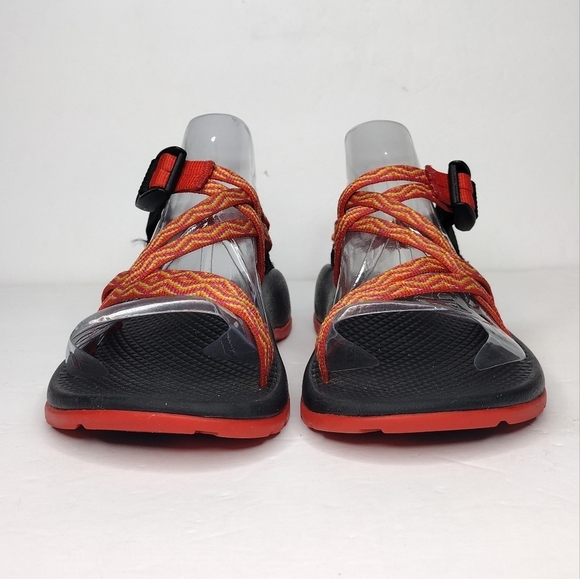 Chaco Rainbow Orange Slip On Strap Up Kids Sandals - Picture 5 of 14